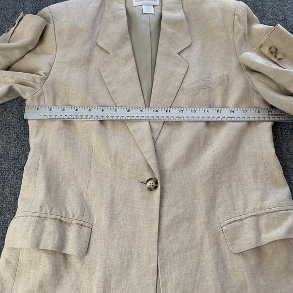 Casual Corner Blazer Womens 10 Beige 100% Linen Career Classic - Picture 7 of 11